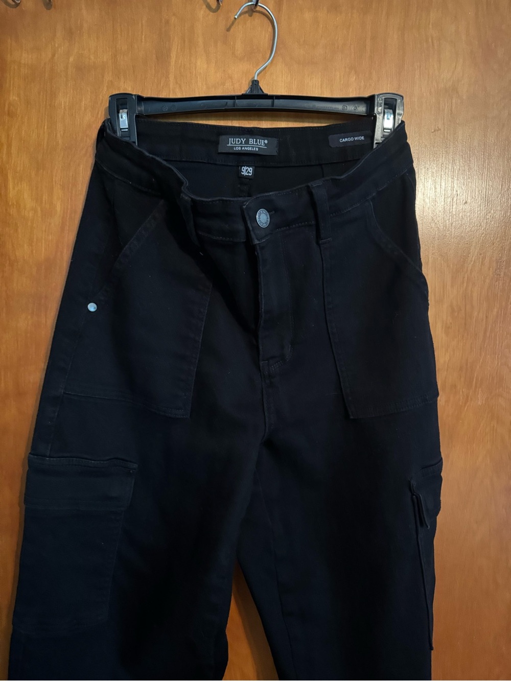 Judy Blue Dark Black Wide Leg Cargo Pants Jeans 9/29